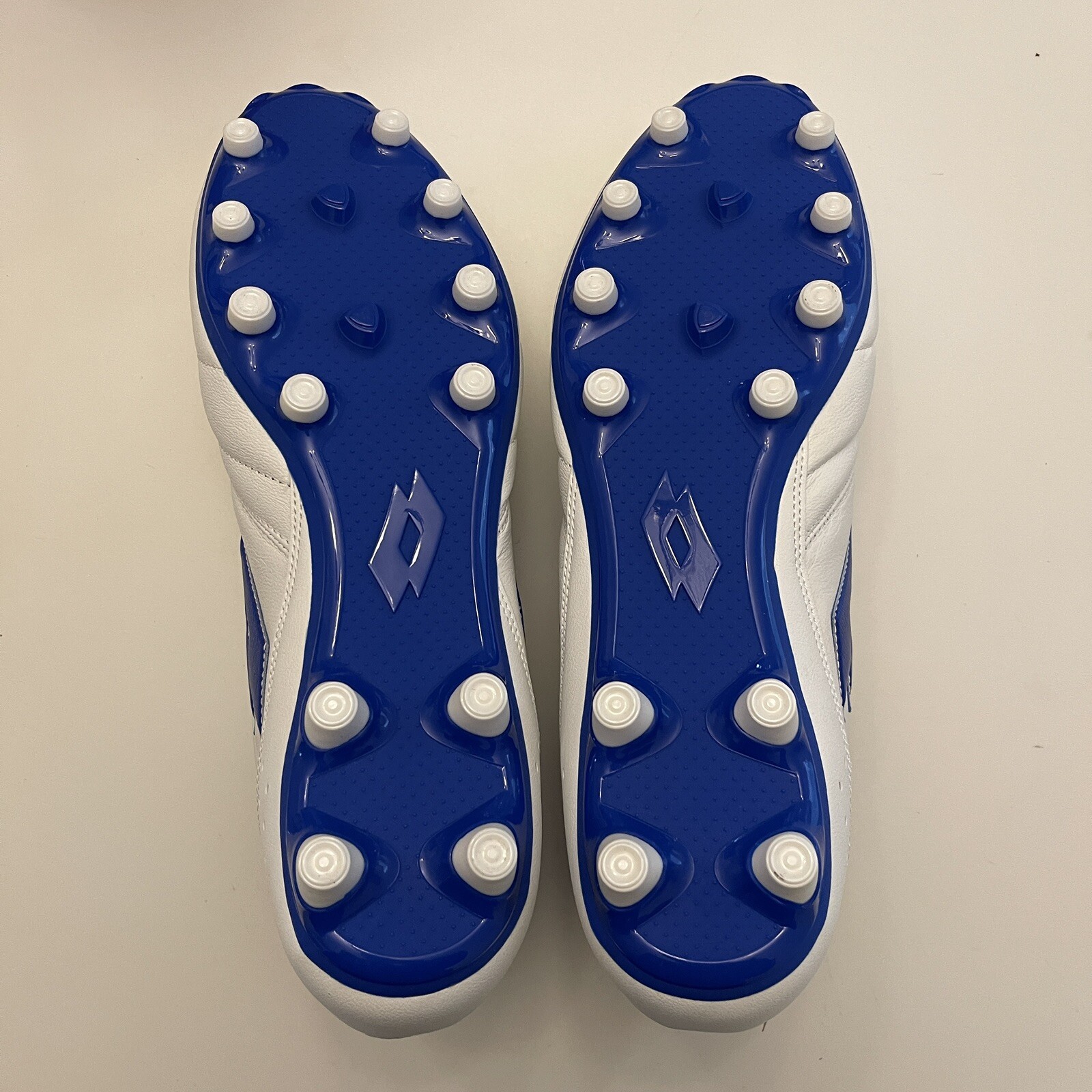 Lotto Stadio 200 III FG - Soccer Football Cleats - White Blue - US 13 EUR 47 NEW