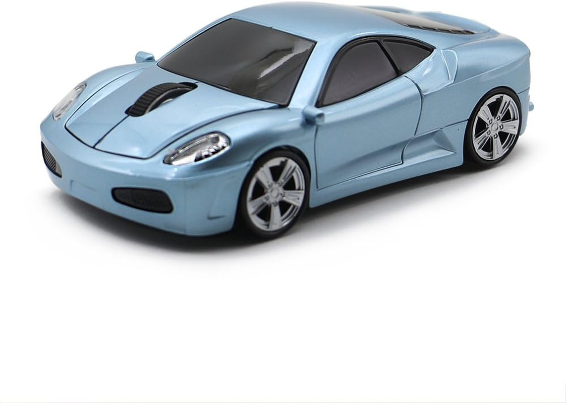 Wireless Mouse Sports Car Mouse Computer Optical Mice for PC Laptop MAC (Light B