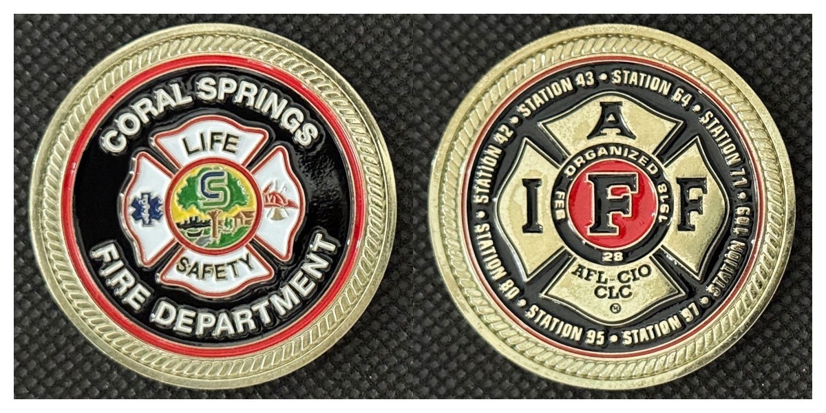 Coral Springs Fire Department "Life Safety" IAFF Local 28 Challenge Coin 4#C