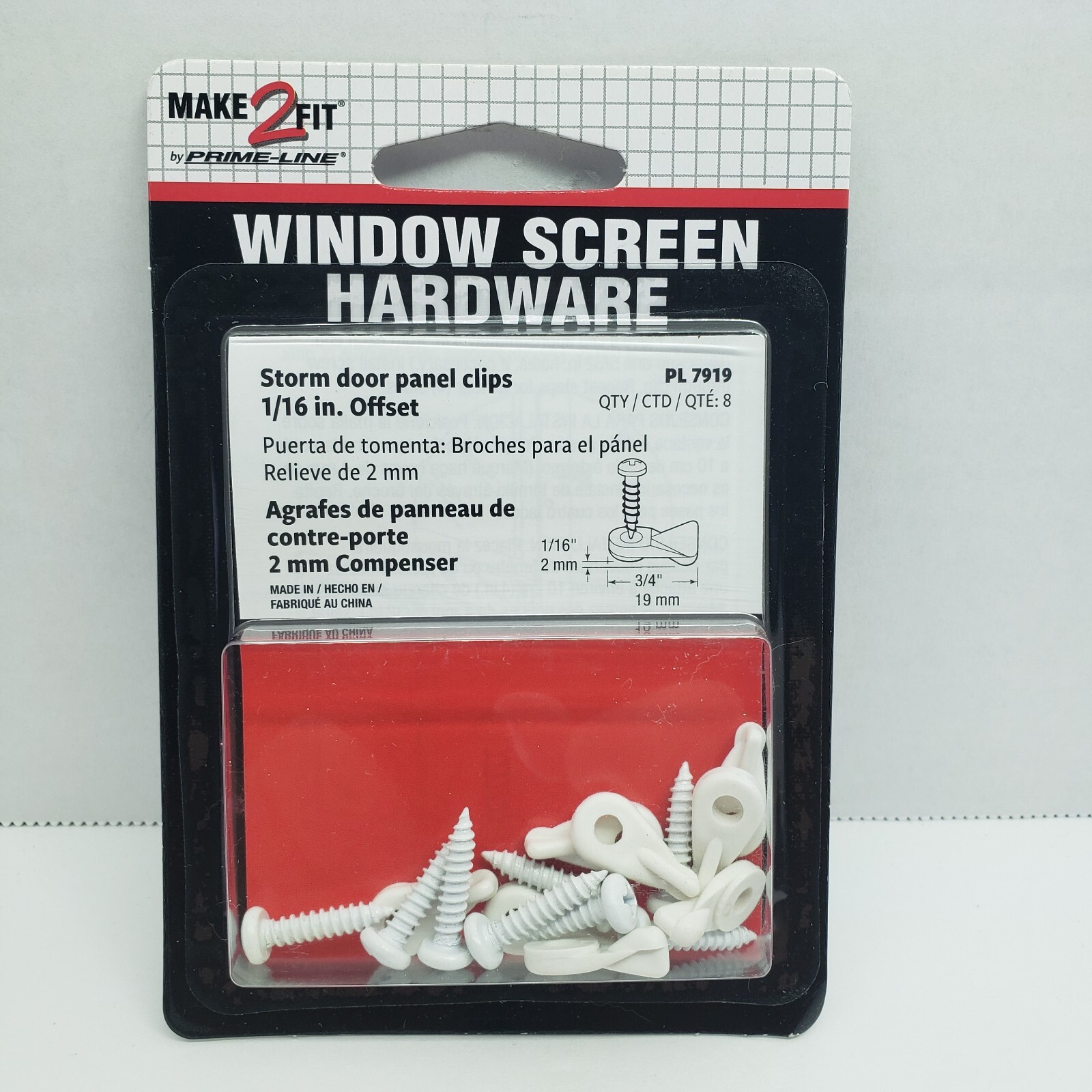 Prime-Line Storm Door Panel Clips 8 pcs. #PL 7919