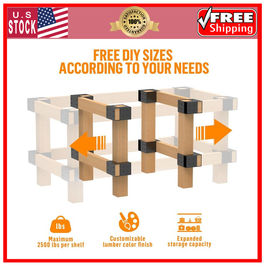 4 Pack Heavy Duty Workbench Bracket Kit for 4x4 2x4 Lumber DIY Garage Table