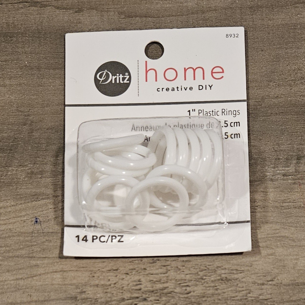 Dritz Home 1" Plastic Rings, 14 Pack, White, for Tie Backs, Roman Shades NEW