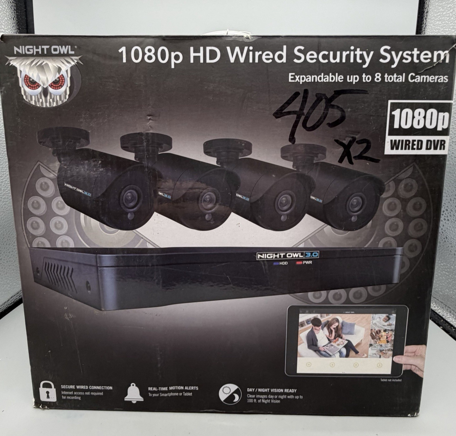 Night Owl Wired 1080p XHD Security System 8CH 1TB DVR 4 Cameras