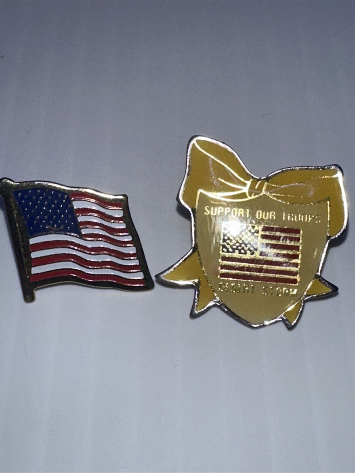 Support Our Troops Desert Storm Pin With American Flag Pin