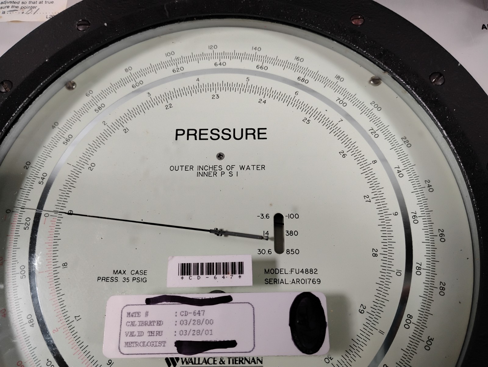 Wallace & Tiernan Series 65-120 Portable Pneumatic Calibrator - UNTESTED SURPLUS