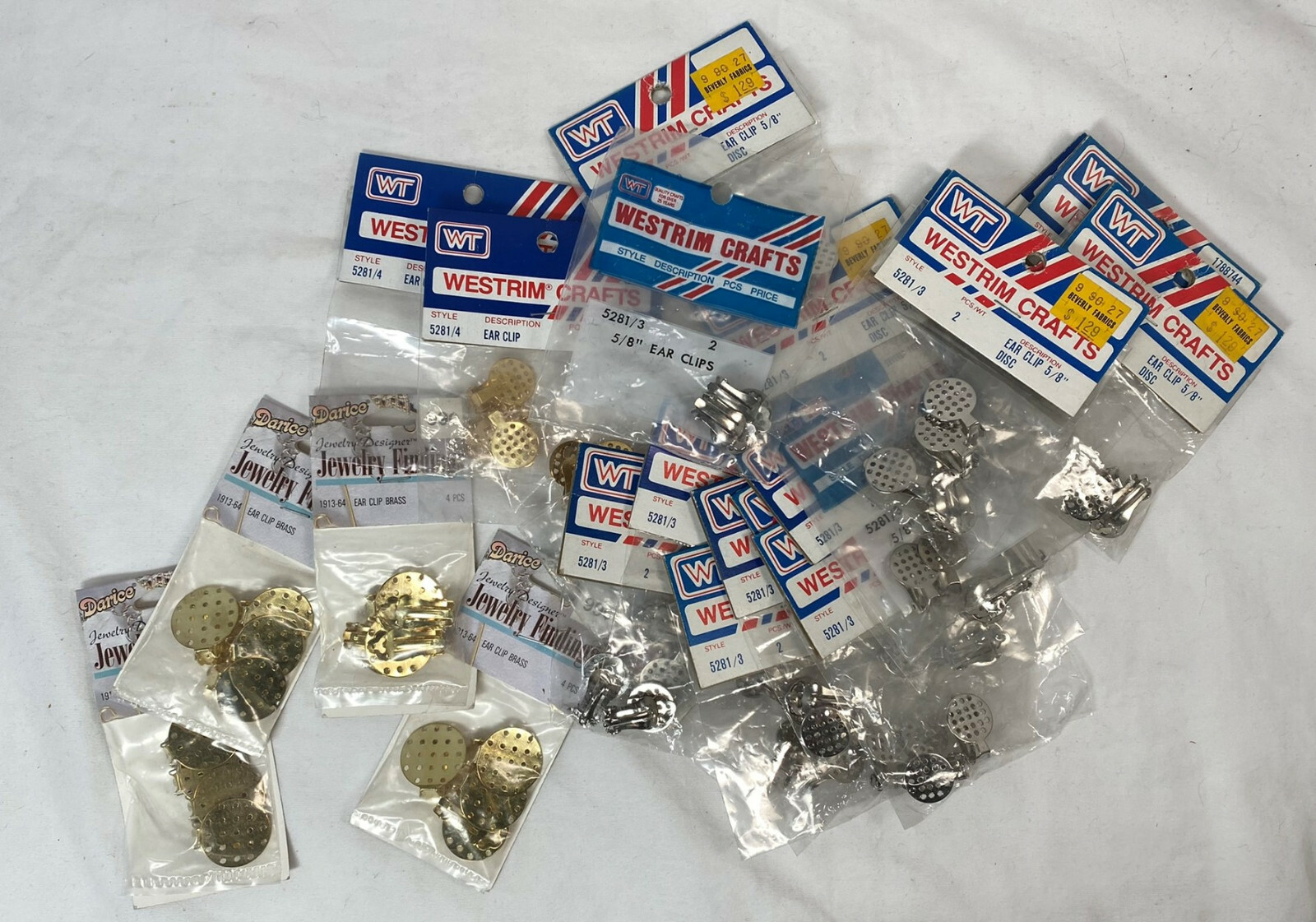 Lot of 24 packages vintage ear clip findings-diy earrings, mostly Westrim Crafts