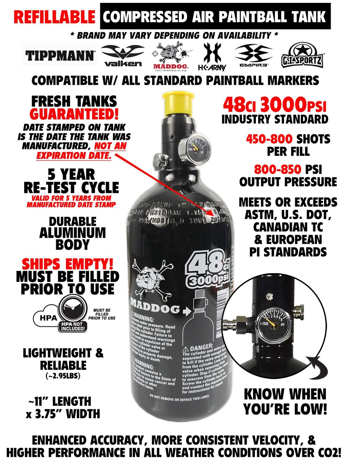 Empire Mini GS Full Auto Advanced Paintball Gun Package - Dust Silver / Red
