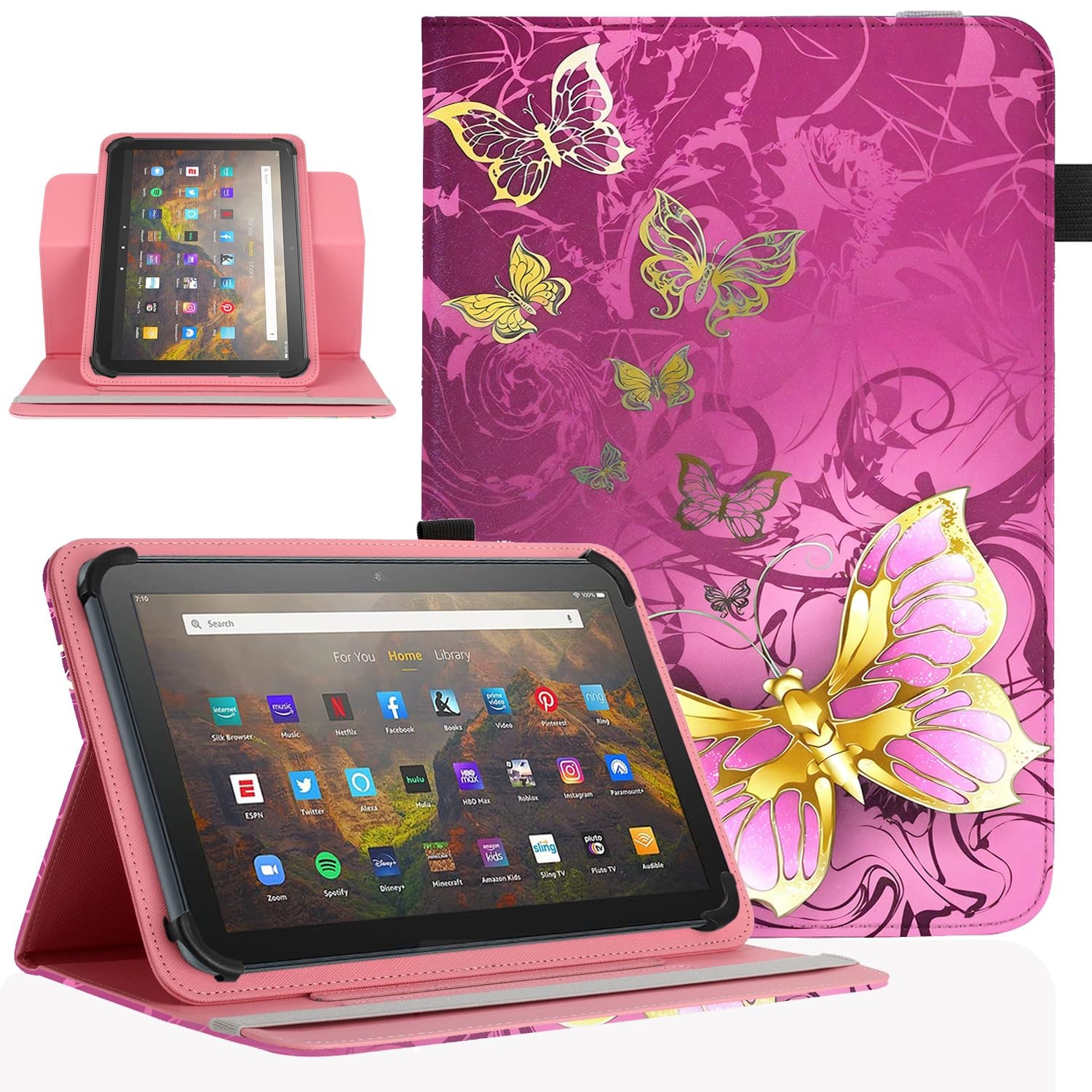Universal 10.1 Inch Android Tablet Case, 360 Rotatable Kickstand, Multiple Vi...