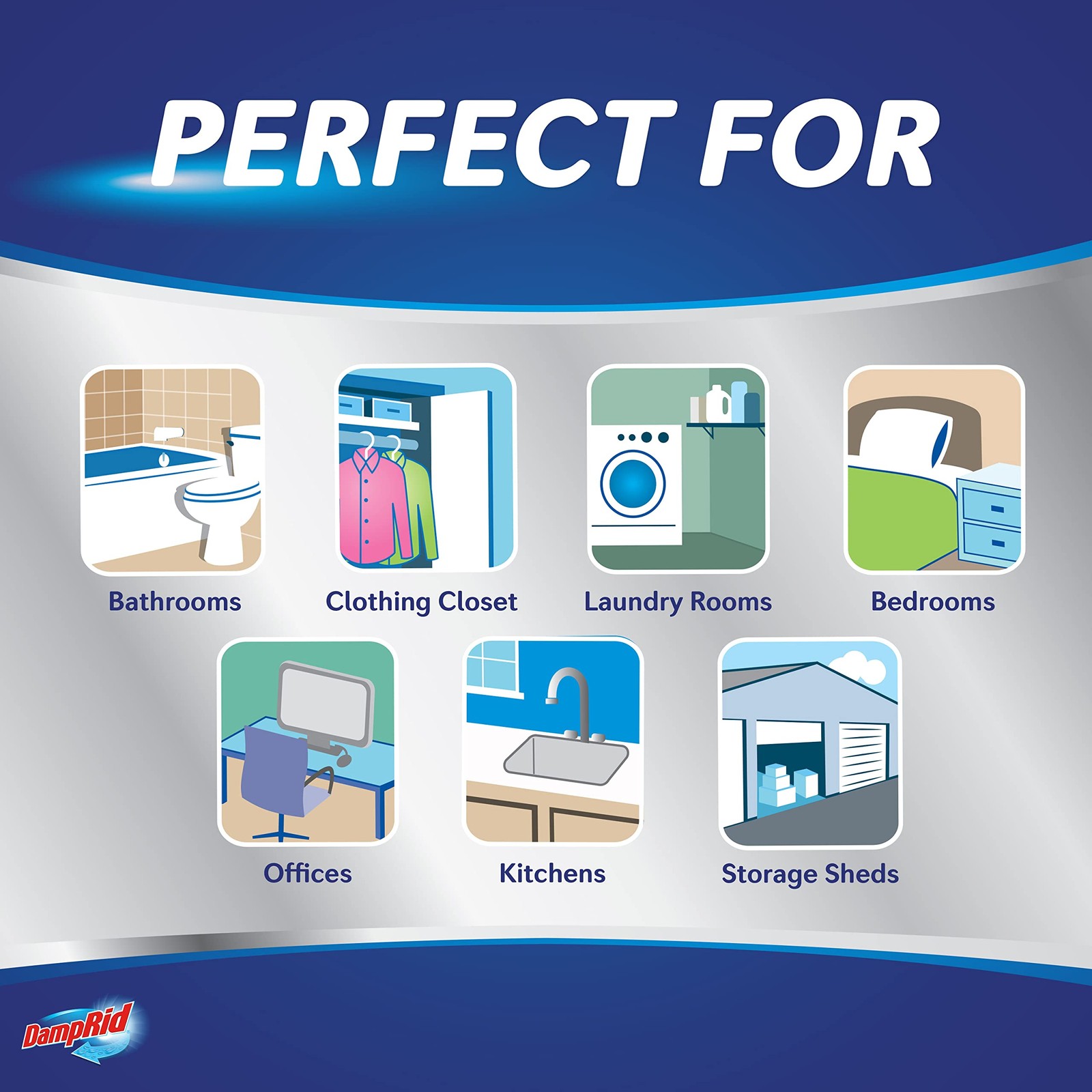 DampRid Refillable Moisture Absorber, 11 oz., 6-Pack - Fresh 6 pack, Blue