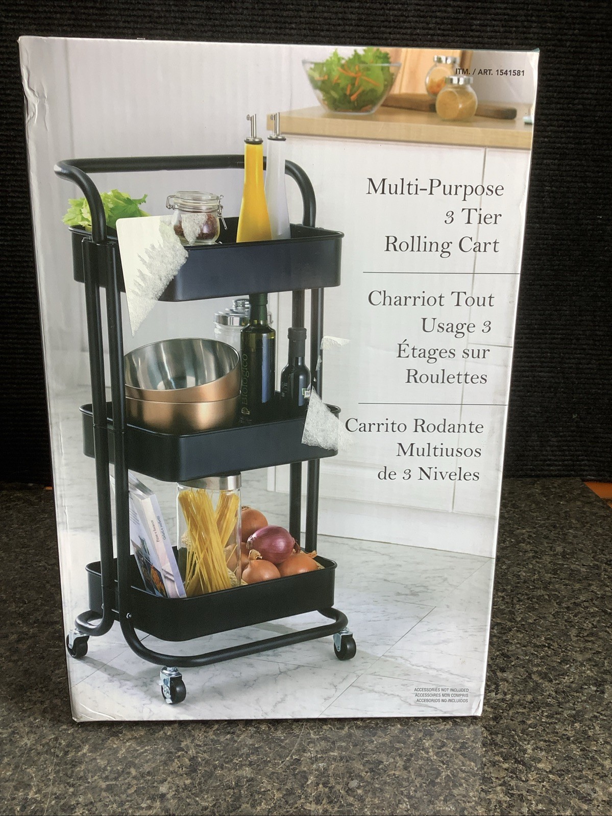Costco Multi-Purpose 3 Tier Rolling Cart Sturdy Metal M75B