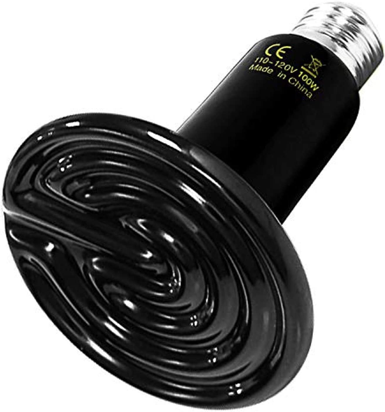 HealSmart Reptile Heat Lamp 100W Ceramic Emitter, No 100 Watts, Black