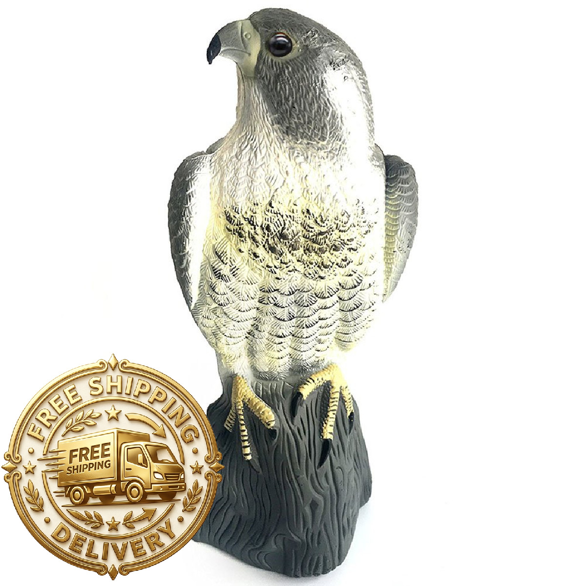 Yofit Bird Scarecrow Fake Horned Hawk Decoybird Repellent Garden Protectors