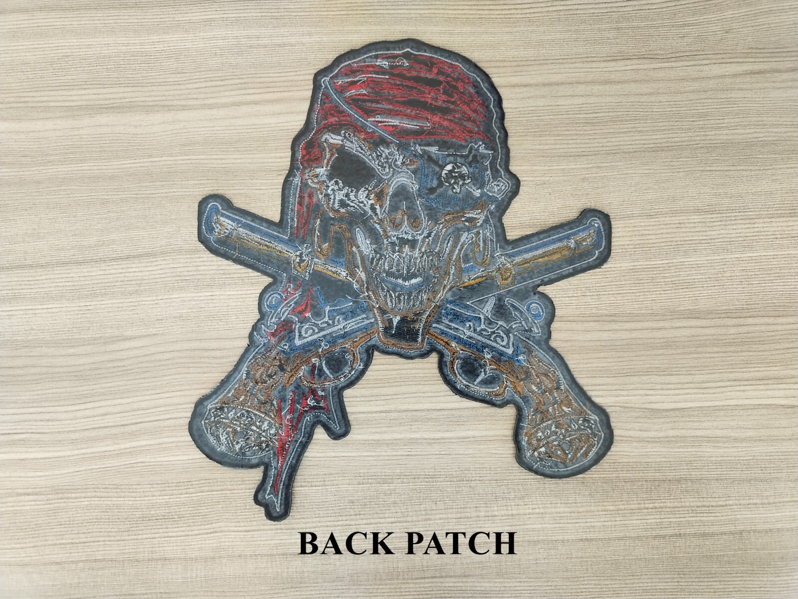 BIG PATCH Pirate Skull Biker Chopper Motorcycle Rider Embroidered Iron on Patch