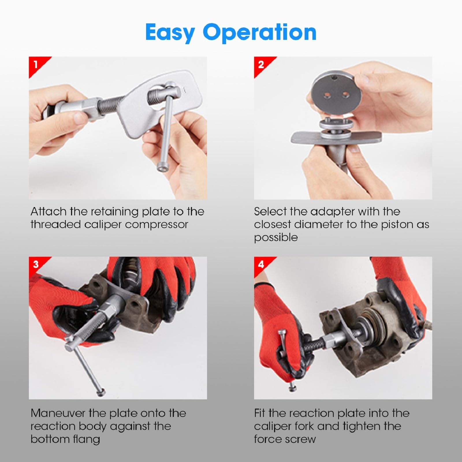 Big RED Torin 22 PCS Brake Caliper Press Tool Kit, Disc Piston Red