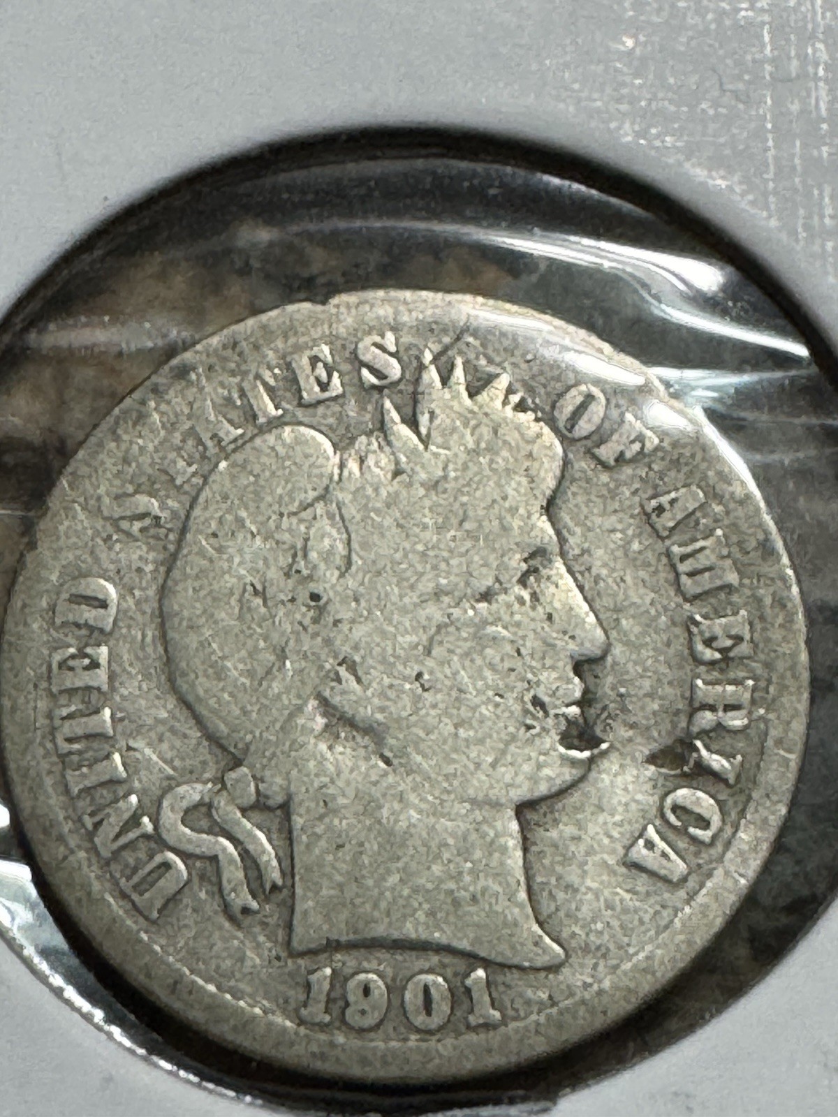1901-s Barber Dime, Much Better Date, Nice Details, Obverse Marks, Free Shipping