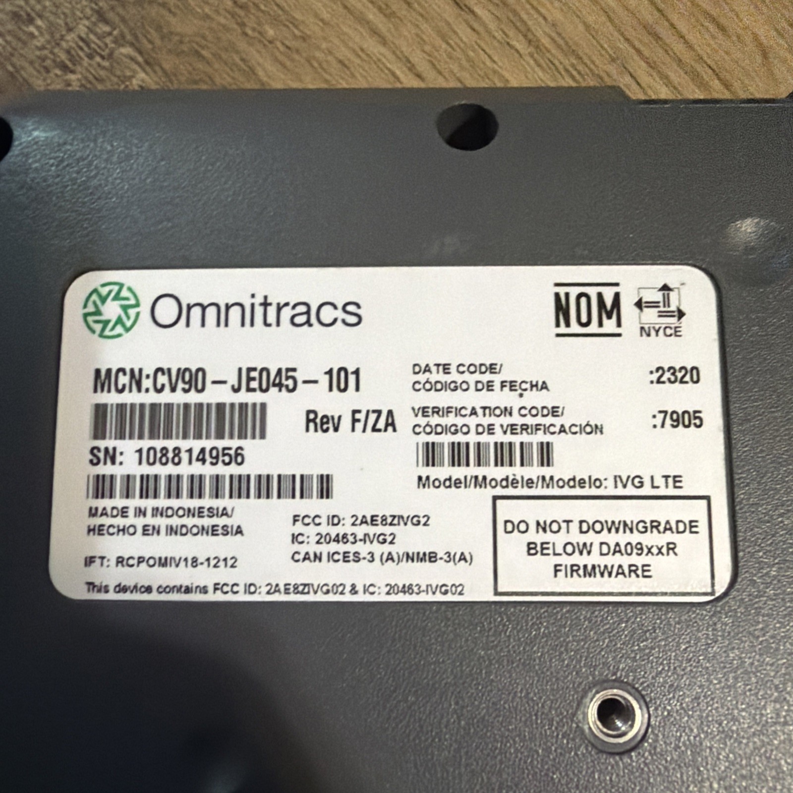 Omnitracs IVG-(ELD) Electronic Log Device CV90-JE045-101