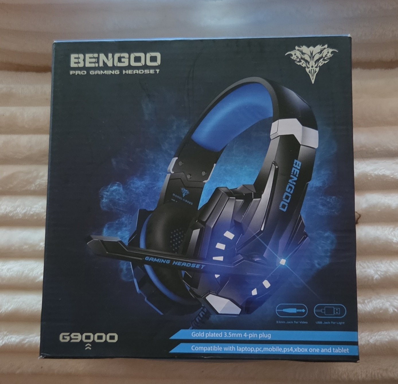 BENGOO G9000 Pro Over-Ear Gaming Headset Boom Mic LED 3.5mm/USB Blue