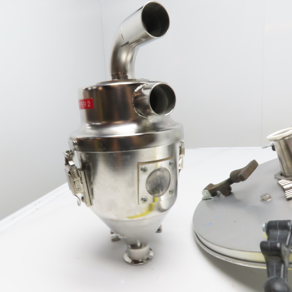 Bulk Powder Granule Unloader Funnel W/ Dust Extraction Hood & Level Sensor