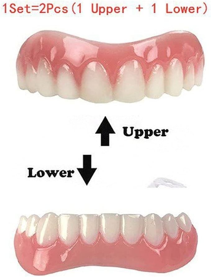 Upper and Lower Veneer, Dentures for Women and Men, Fake Teeth, Natural Shade! F