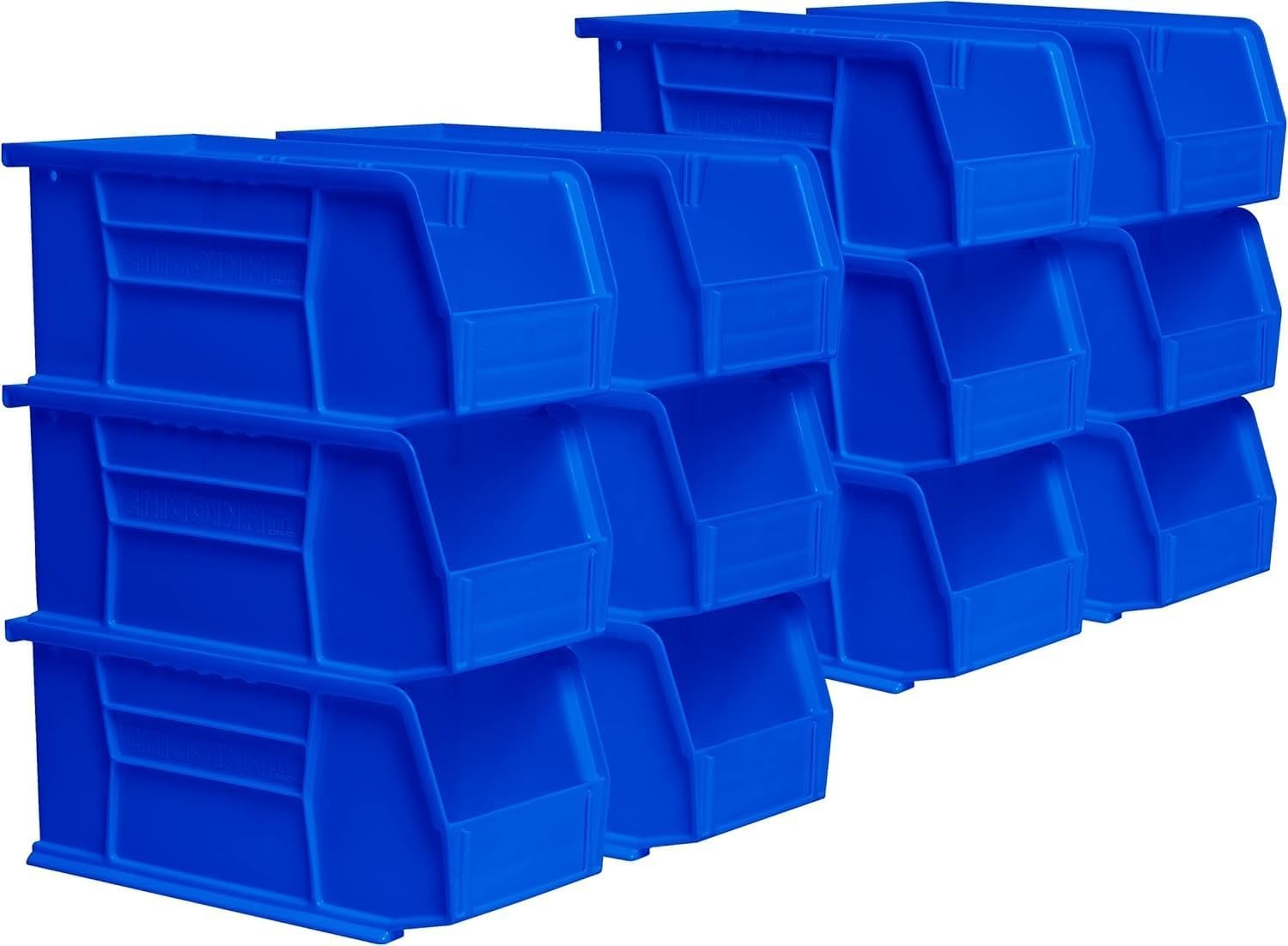 AkroBins 30230 Plastic Storage Bins 12-Pack Stackable Organizer Blue