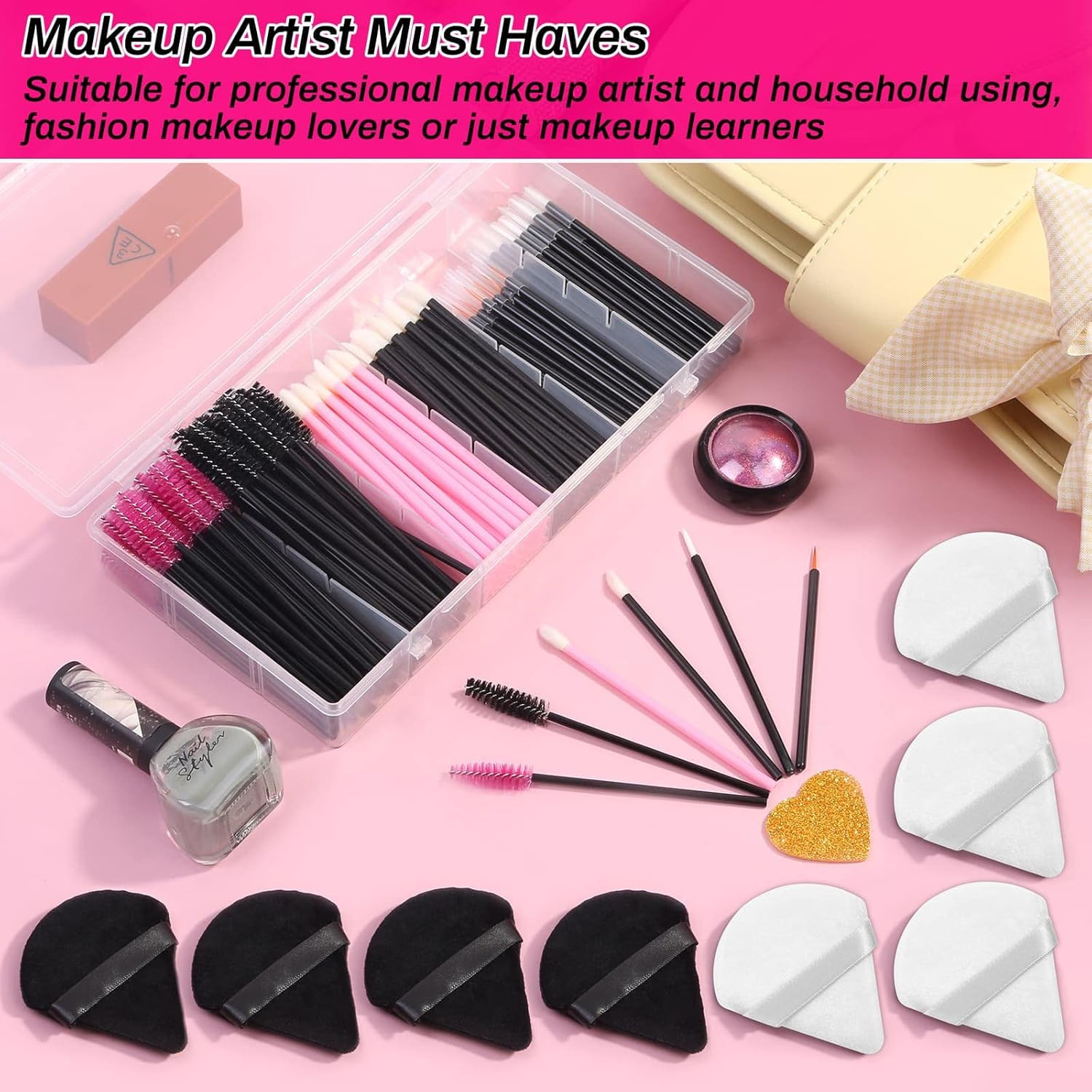 Disposable Makeup Accessories with Makeup Applicators Triangle Makeup Puffs, Mas