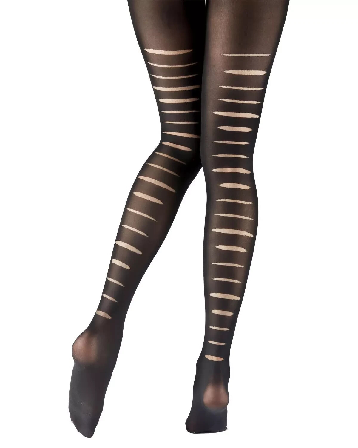 Pretty Polly Slashed Pattern Tights Size OS Colour Black FREE P&P