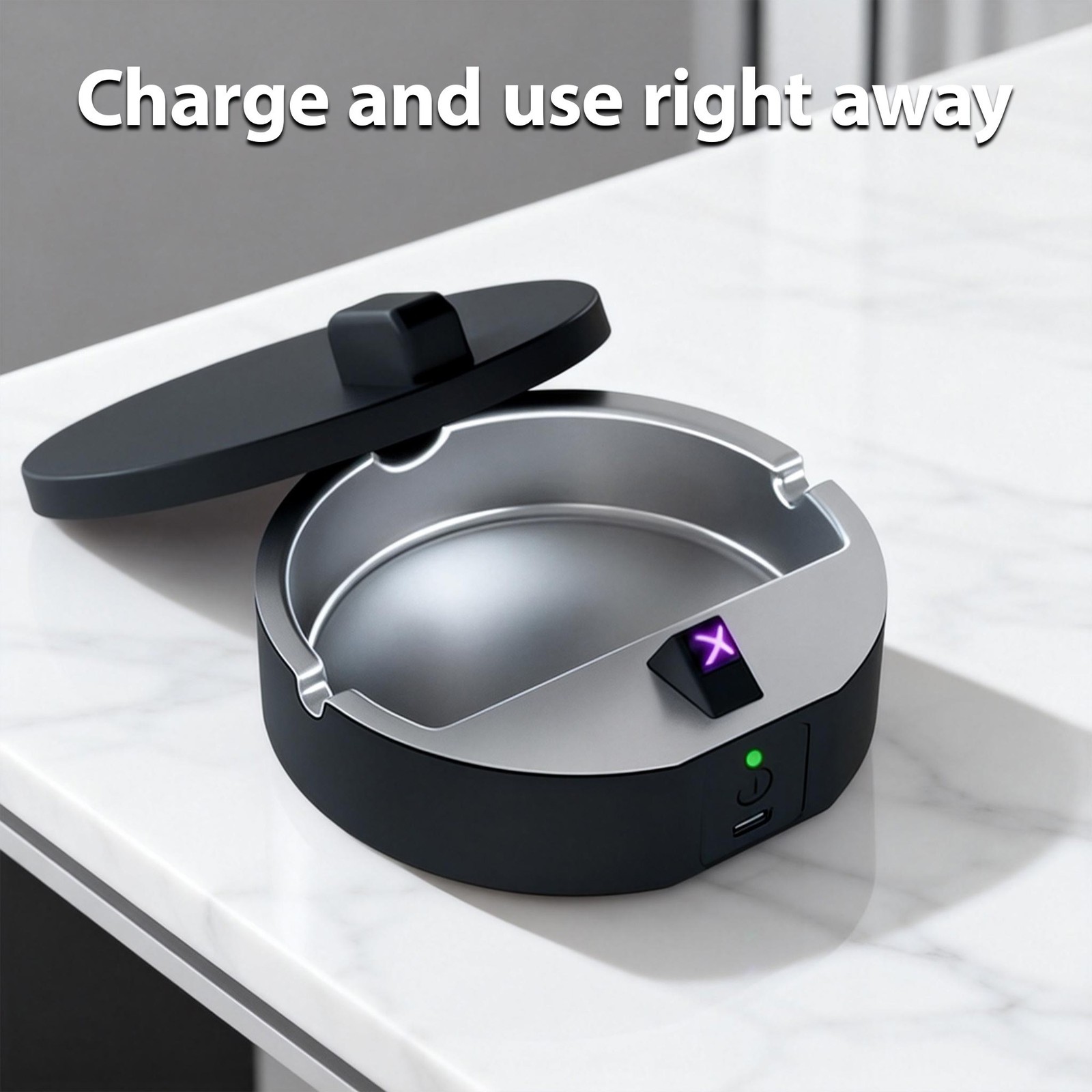 Portable USB Rechargeable Ashtray Electronic Lighter Fast Ignition Dual Function