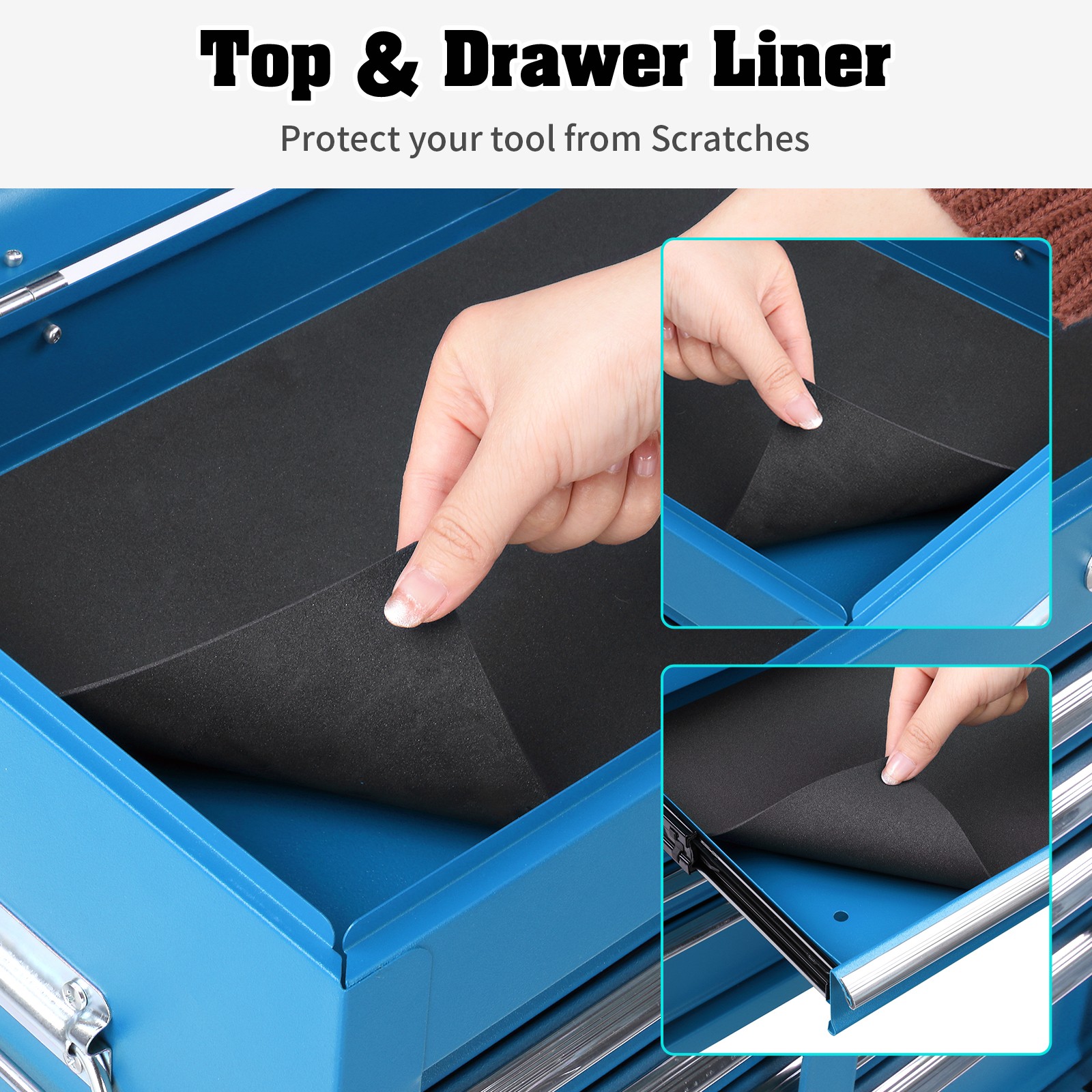 Blue Tool Chest Steel Tool Storage Box with 5 Drawers & Locking System & Keys
