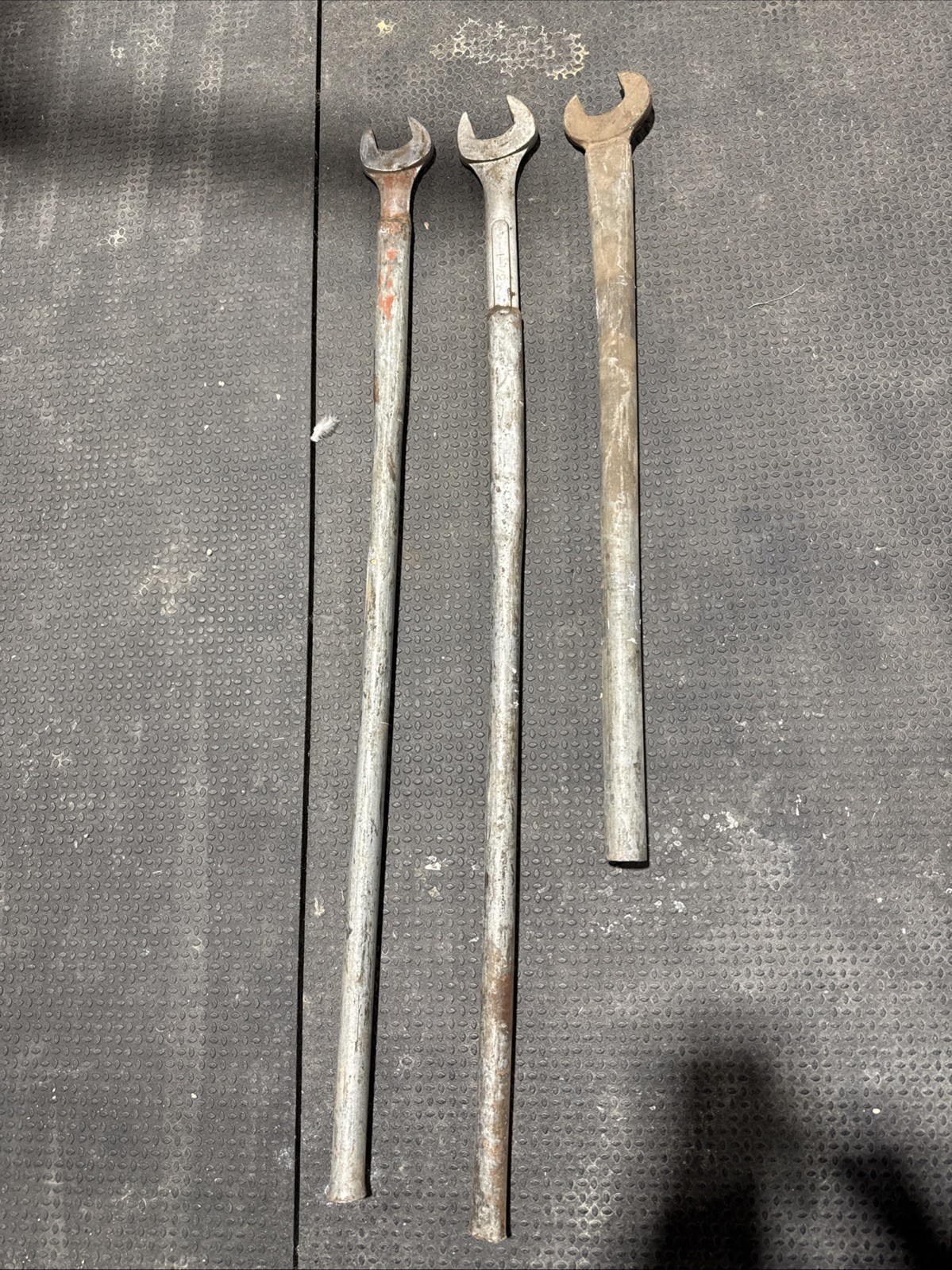 3 Large Vintage Homemade Wrenches 1 1/2, 1 3/8