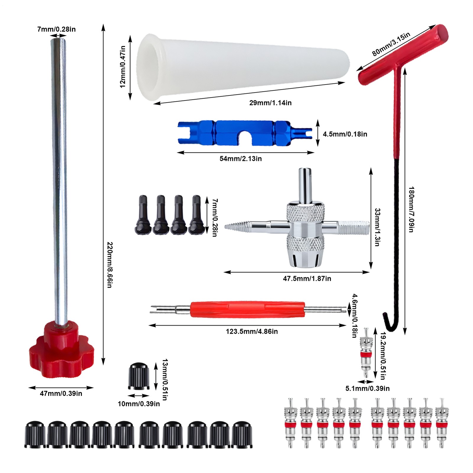 30Pcs Valve Stem Tool Kit Tire Installer Tool Valve Remover Tool Quick Change