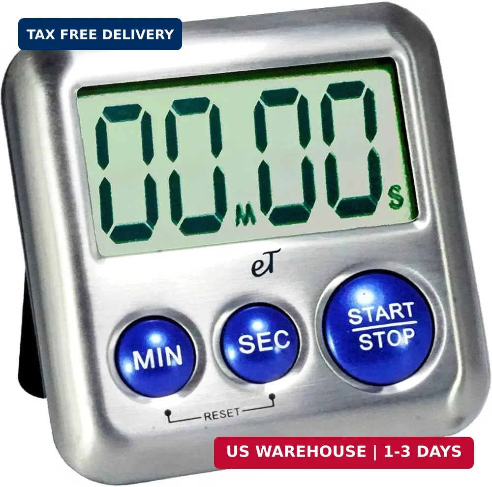Elegant Digital Kitchen Timer Stainless Steel - Loud Alarm Model eT24 Plum
