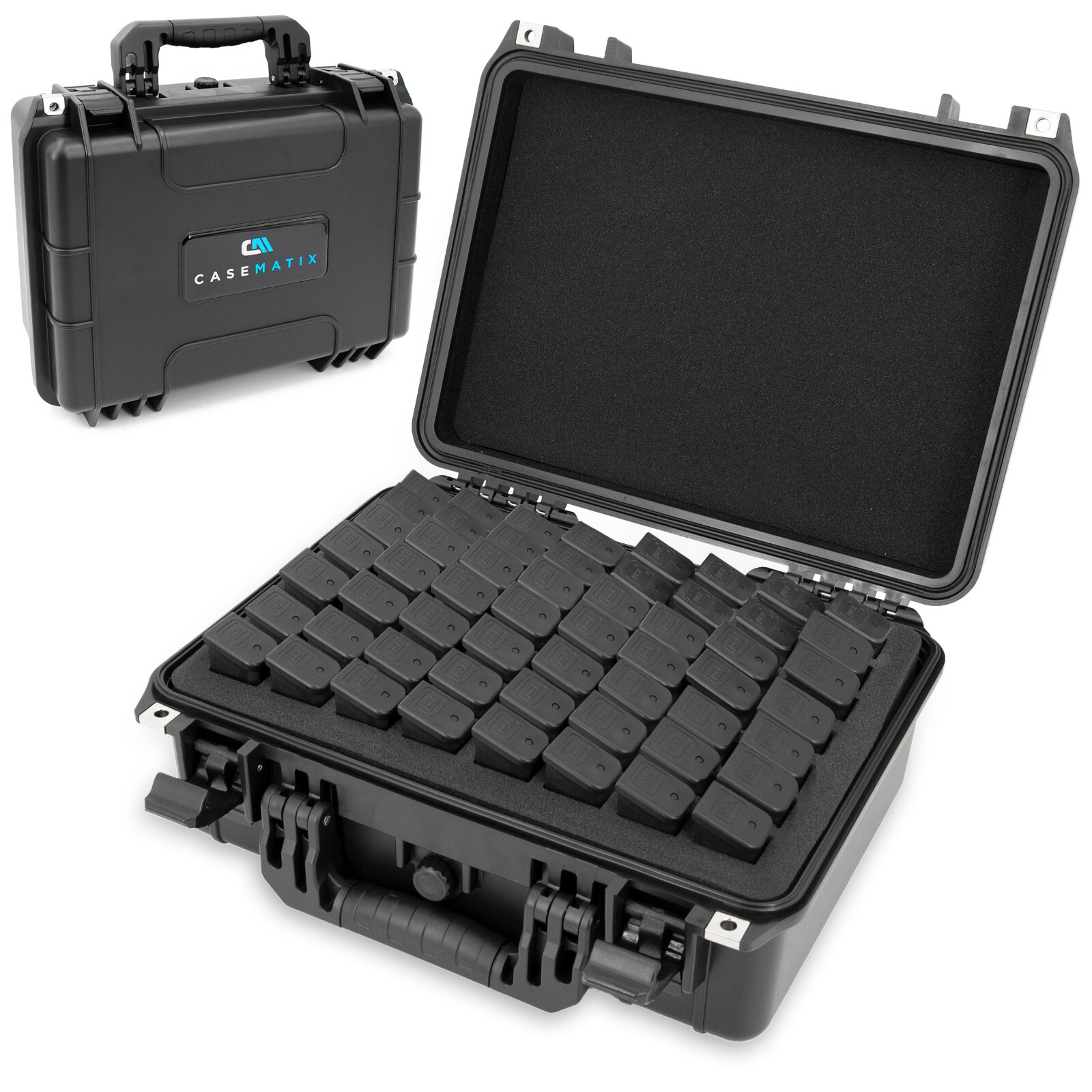 CASEMATIX 56 Pistol Magazine Storage Case Waterproof TSA Approved Hard Shell