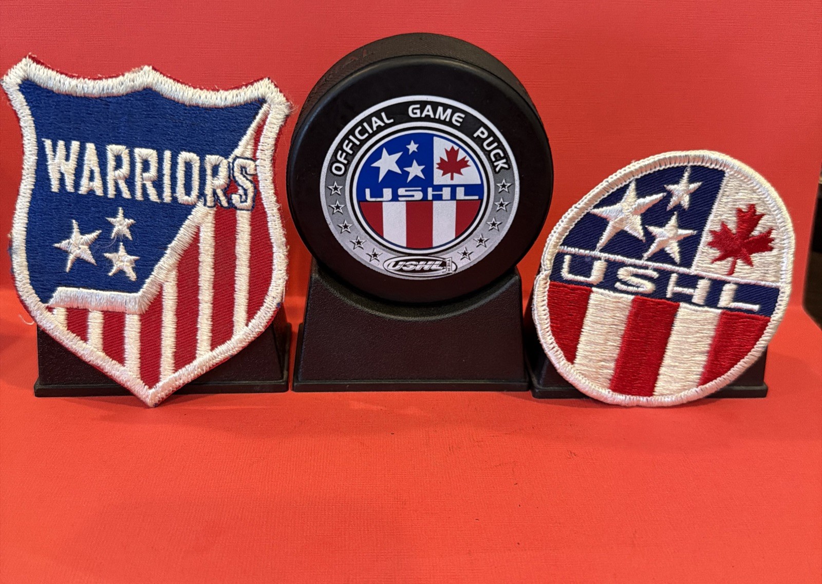 Chicago Warriors USHL hockey Puck Jersey Patch Lot Vintage Hockey Lot