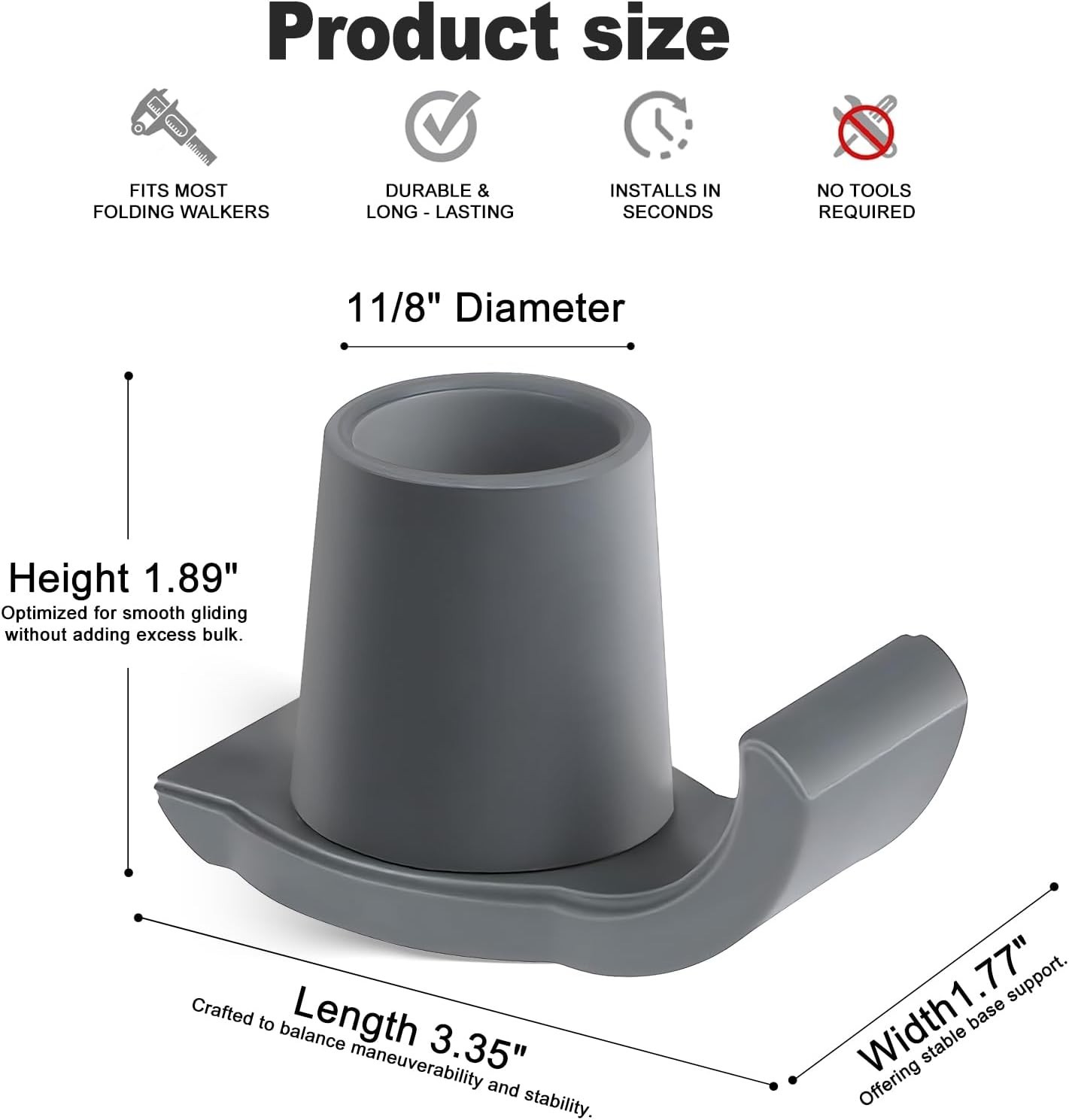 2-Pack Durable Walker Ski Glides - Easy Install for Safe Mobility on Any Surface