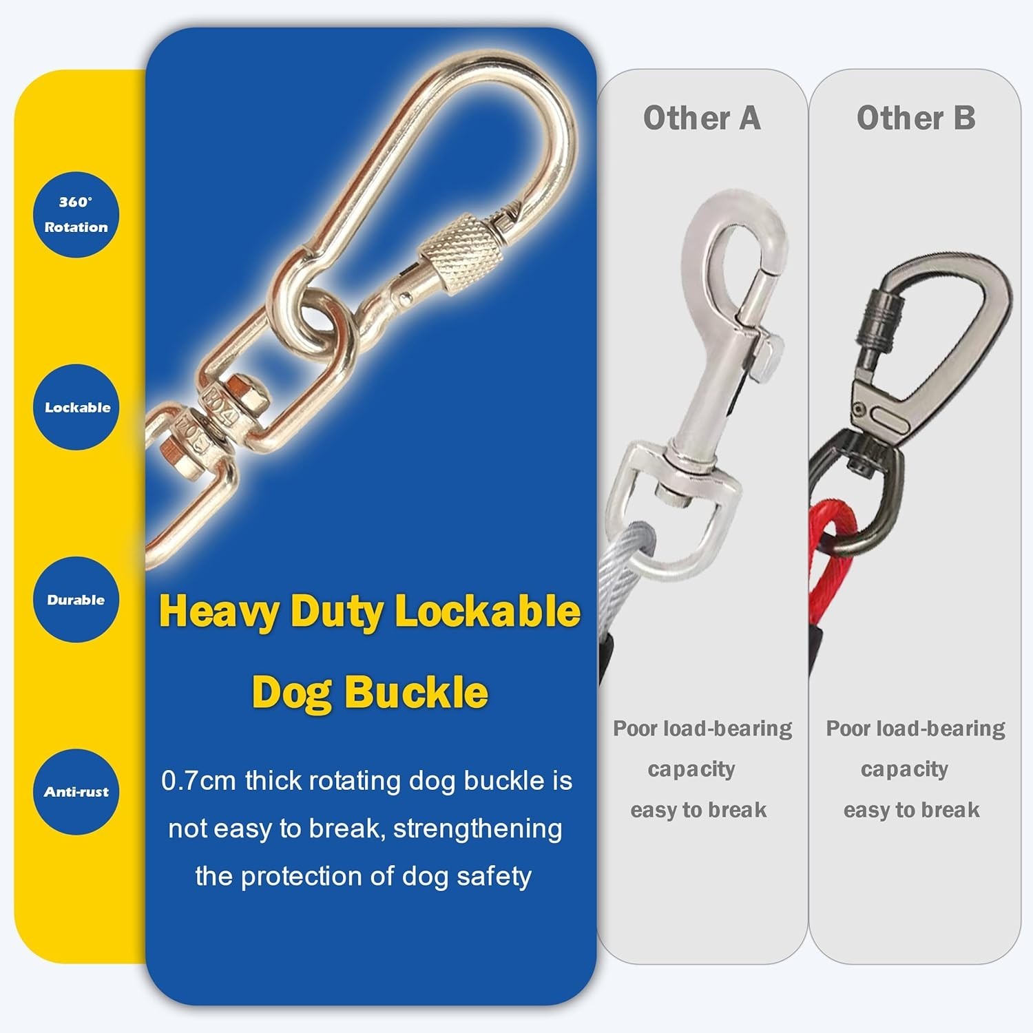 75FT Dog Tie Out Cable – Extra Long Heavy Duty Chew-Proof Lead for Medium