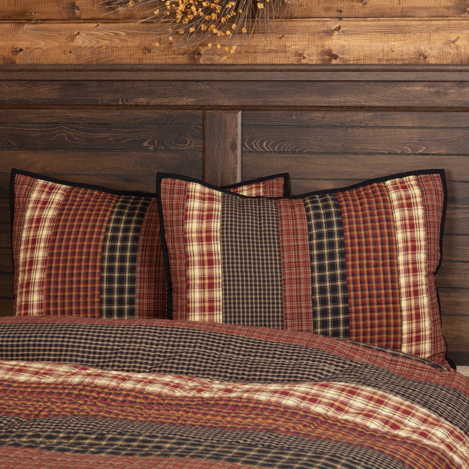 Beckham Standard Sham 21x27 Country Primitive Rustic Farmhouse Patchwork Brown