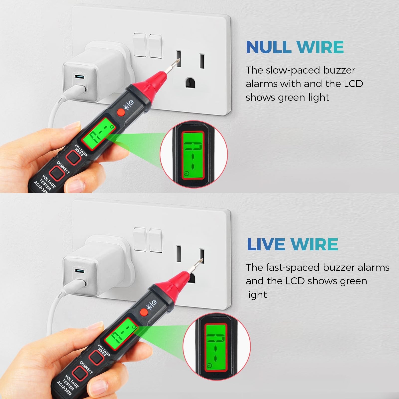WGGE Digital AC Voltage Tester Screwdriver – LCD Display, High/Low Voltage