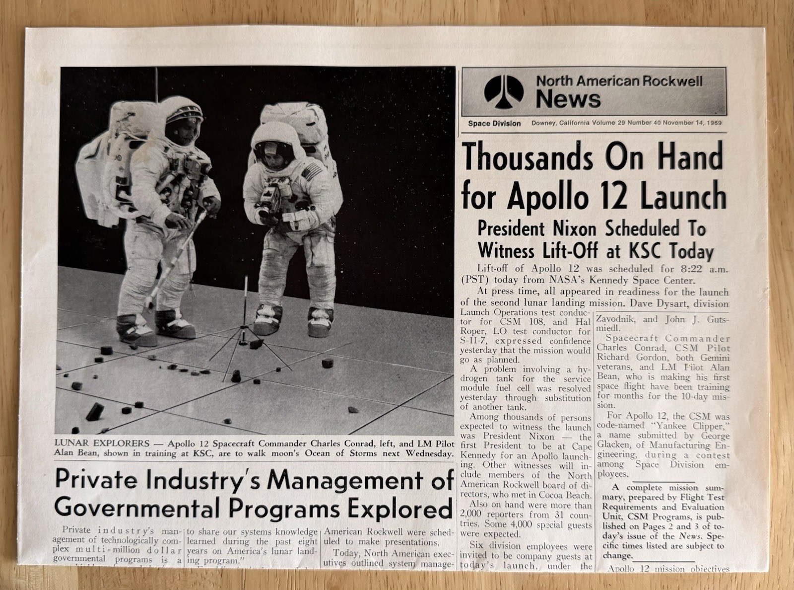 November 14, 1969 ROCKWELL NEWS Los Angeles Div. Employee Newsletter Apollo 12