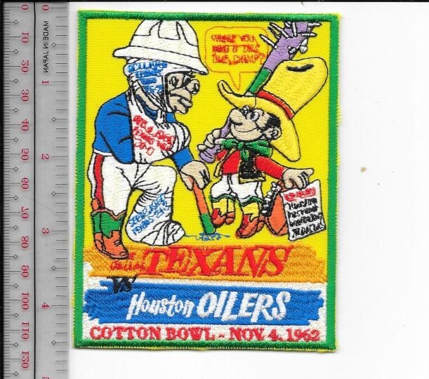 Football Dallas Texans v Houston Oilers AFL 1962 Season Game Cotton NO TARIFF