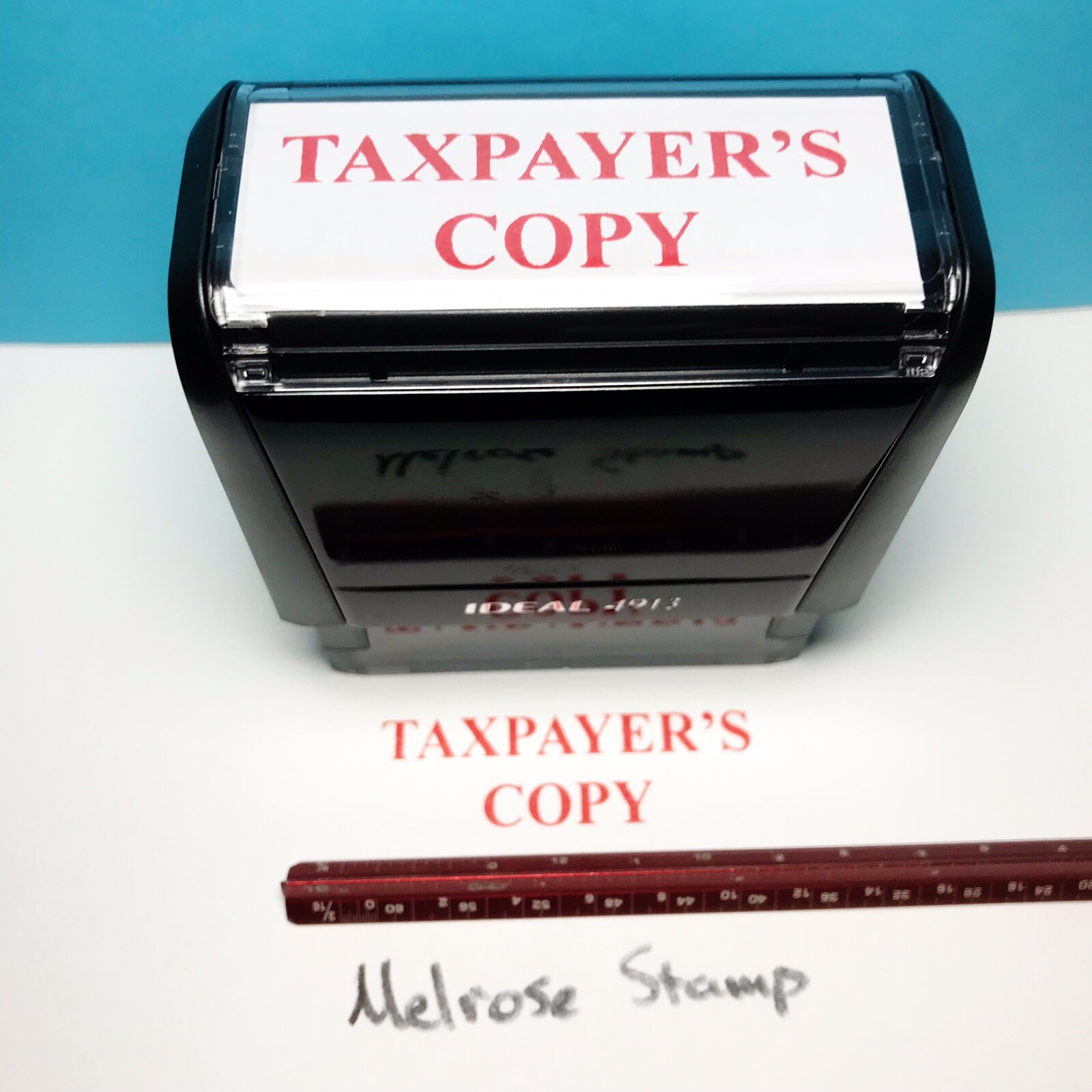 Taxpayer’s Copy Rubber Stamp Red Ink Self Inking Ideal 4913