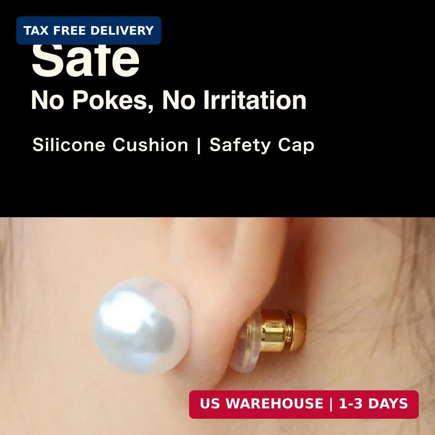 Locking Earring Backs for Droopy Ears, Safety Cap, Fits 0.9-1.2mm Posts | For St