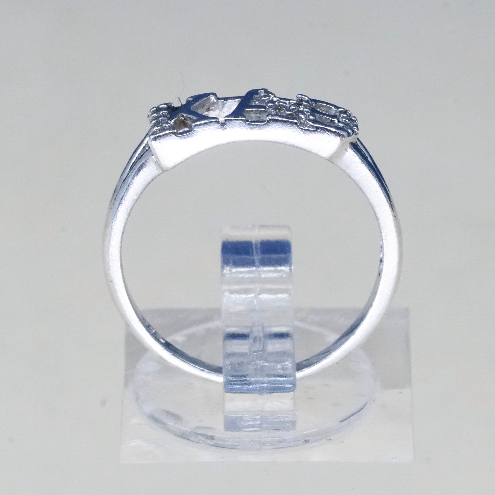 sz 6.25, Sterling silver handmade statement ring, 925 initial “KAO” N diamond