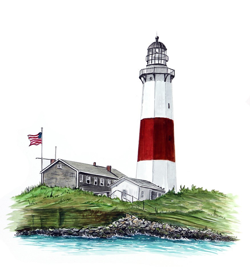 Decal Vinyl Sticker Montauk Point Lighthouse - Printed Vinyl Decal Made in USA