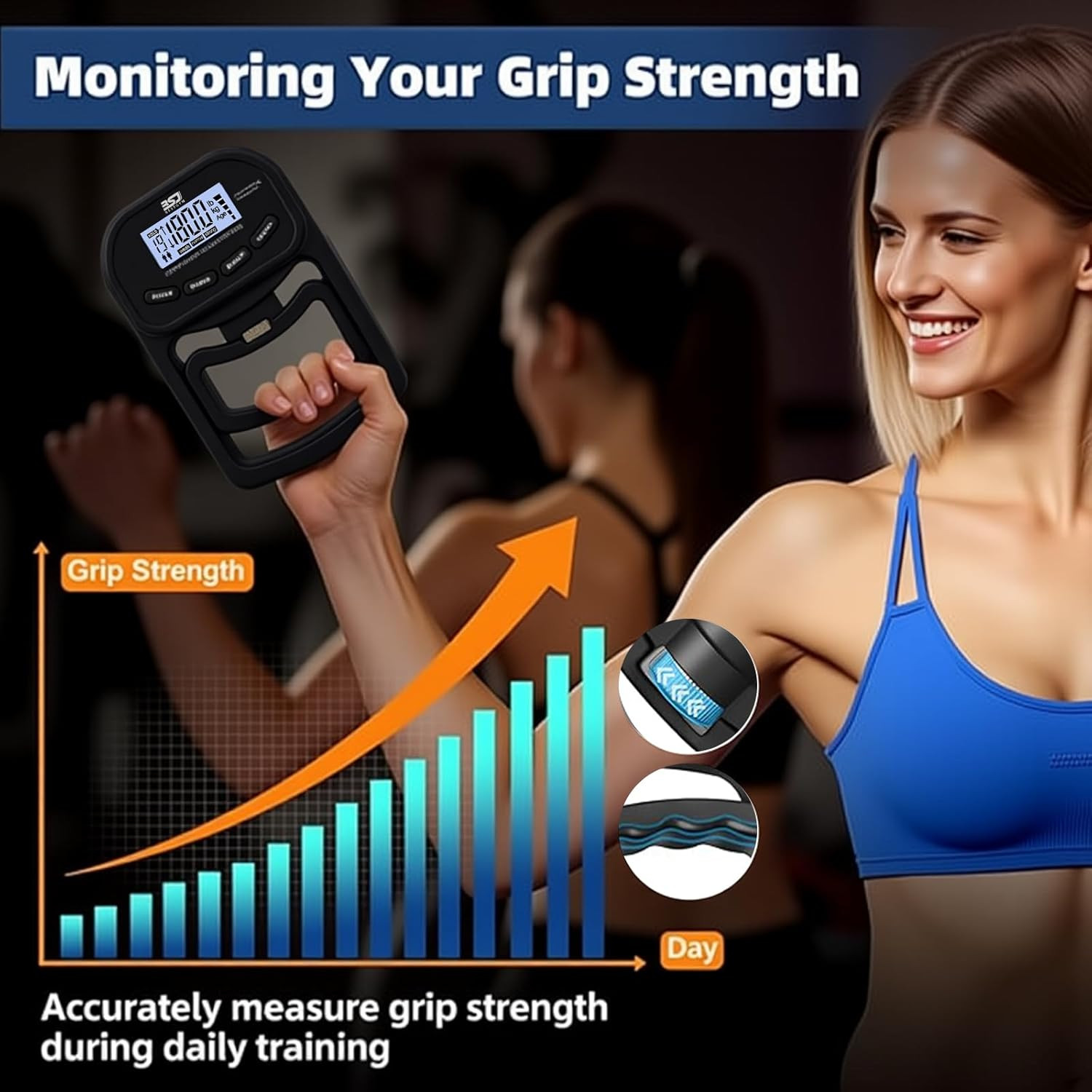 Hand Grip Strength Tester Trainer 396Lbs/180Kg Dynamometer LCD Display Ideal Use