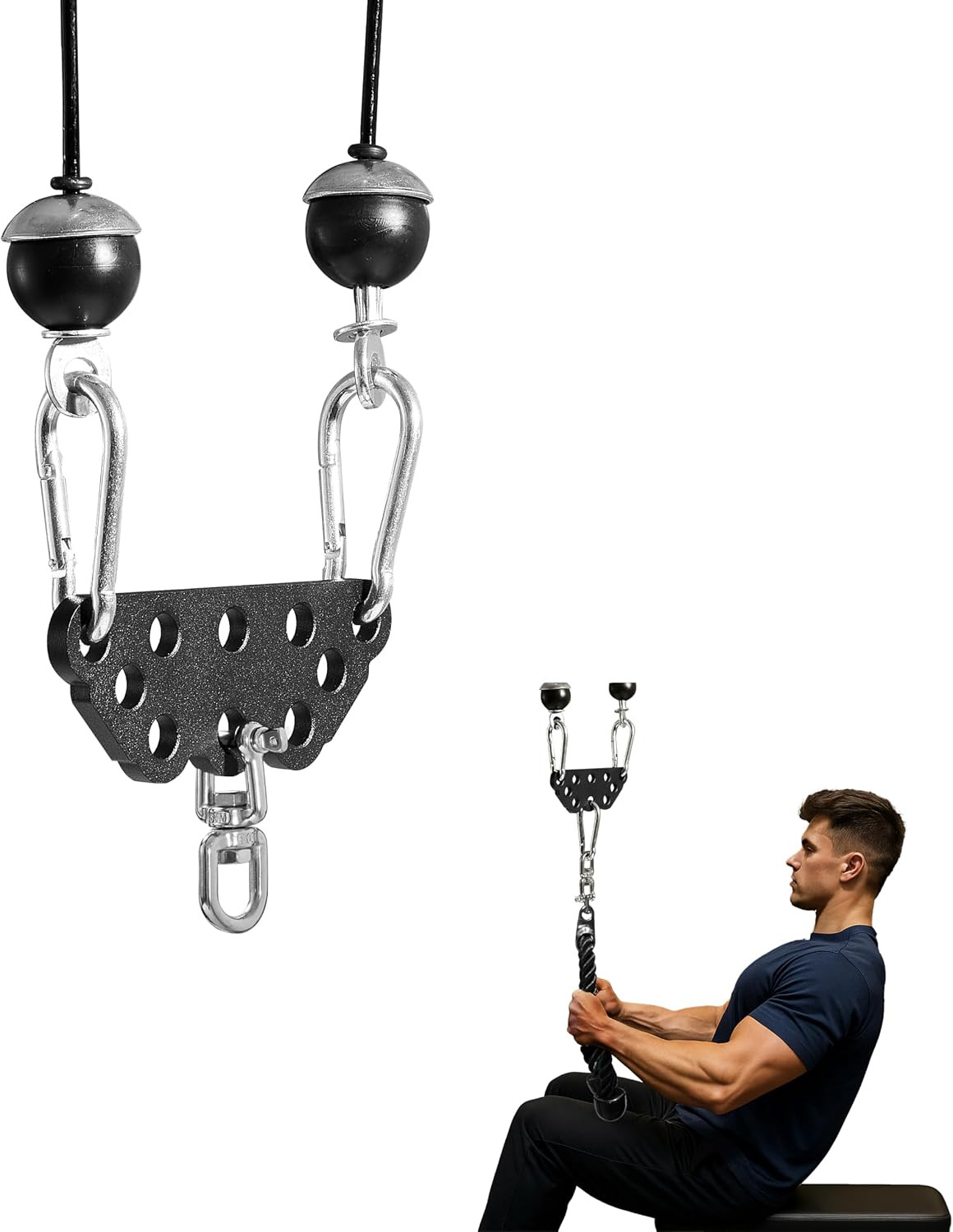 Multi-Grip LAT Pull Down Bar Hardened Powder-Coated Finish, 360° Rotating Stainl