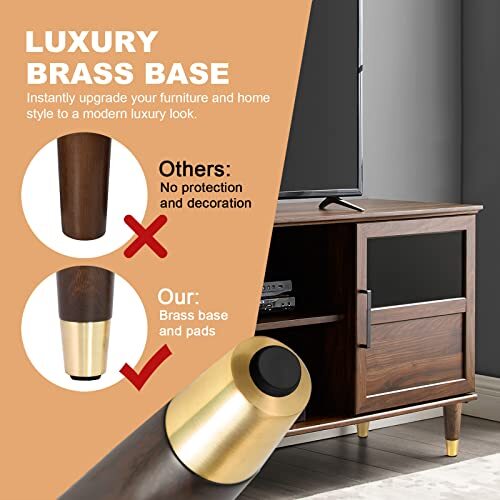 Wood Furniture Legs 8 inch - Sofa Legs Set of 4 Replacement Couch Legs -
