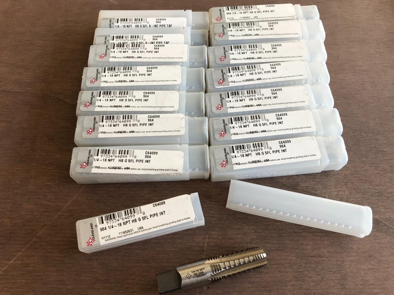 1x Cleveland C64099 1/4"-18 NTP Semi-Bottoming Tap High Speed Steel 5 Flutes NEW