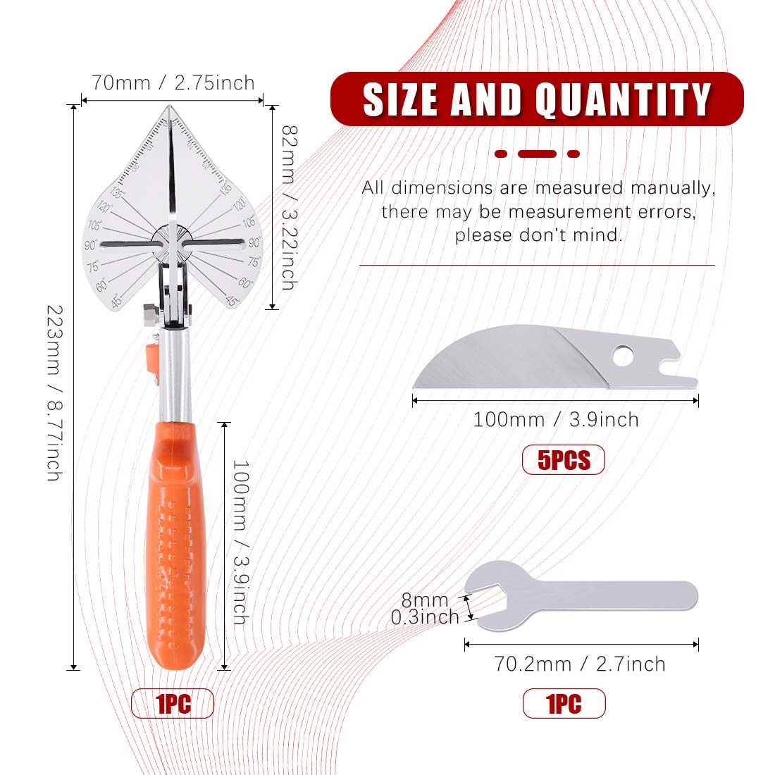 Multi Angle Miter Shear Cutter 45-135° with 5 Blades for DIY Projects