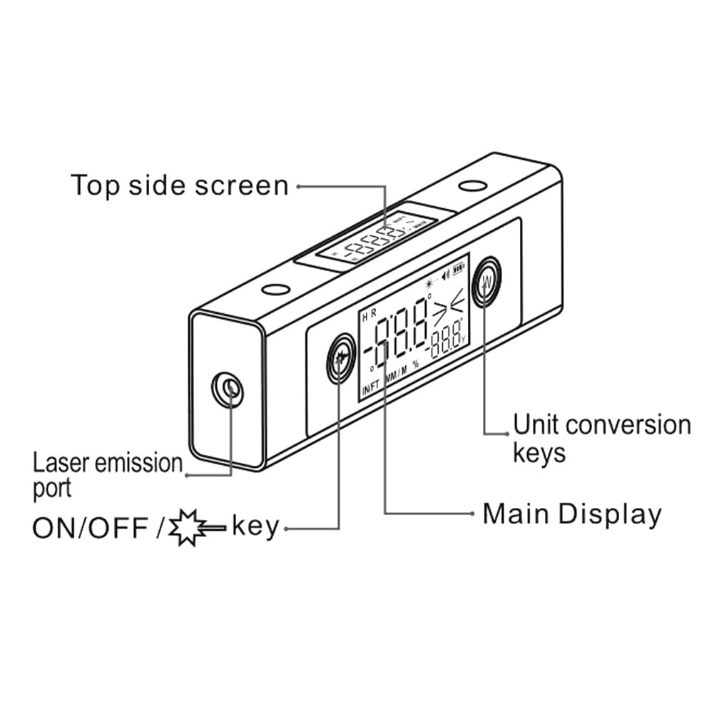 Protractor Digital Inclinometer, Angle Measure L-as-er Ruler, with Bi-directi...