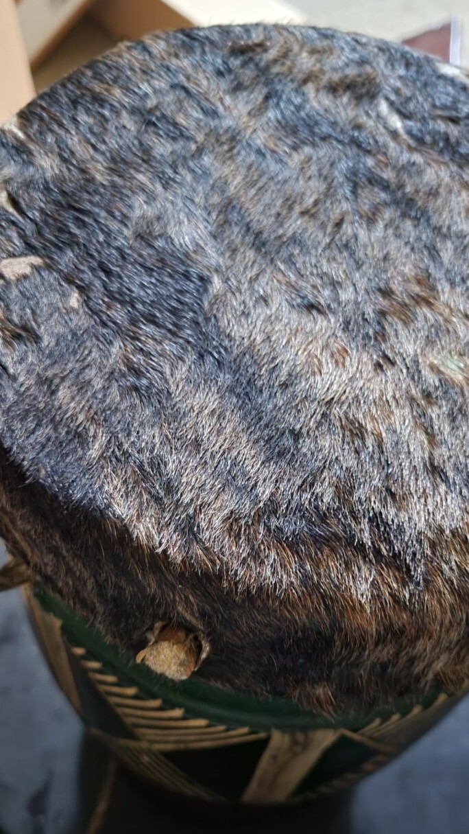 drum leather animal print over top